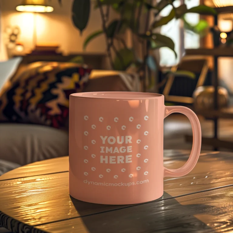 11oz Blank Peach Ceramic Coffee Mug Mockup Template
