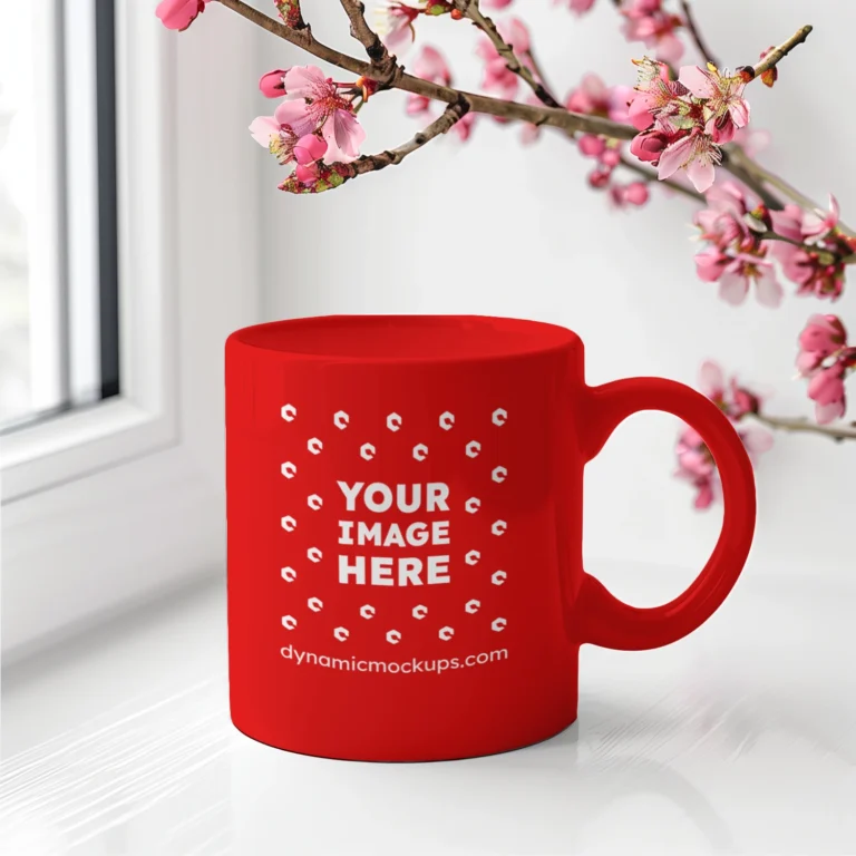 11oz Blank Red Ceramic Coffee Mug Mockup Template