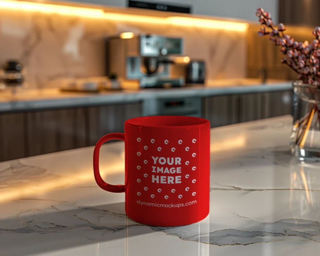 11oz Blank Red Ceramic Coffee Mug Mockup Template