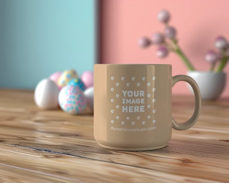 11oz Blank Tan Ceramic Coffee Mug Mockup Template