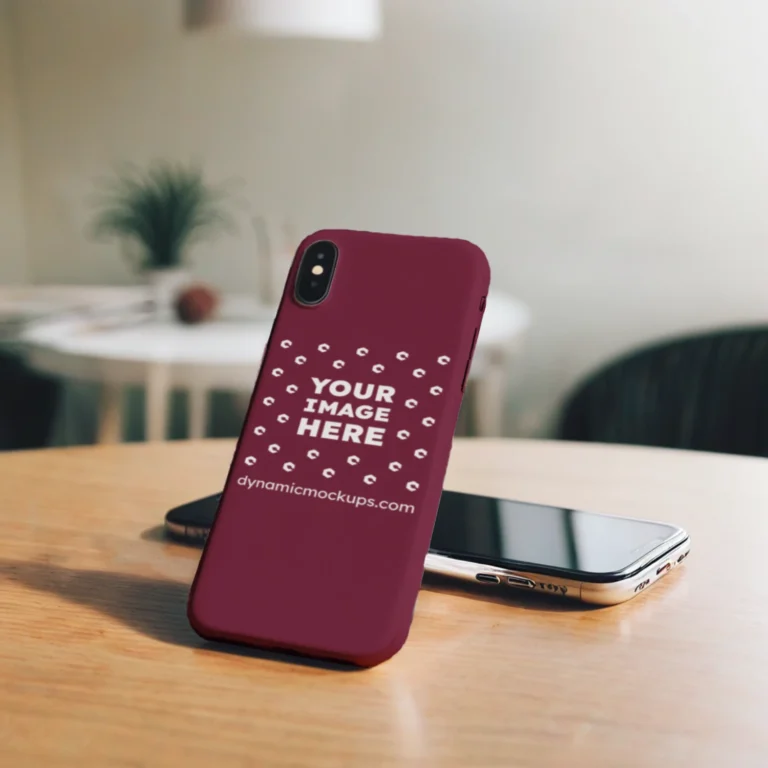 iPhone Maroon Phone Case Mockup Template