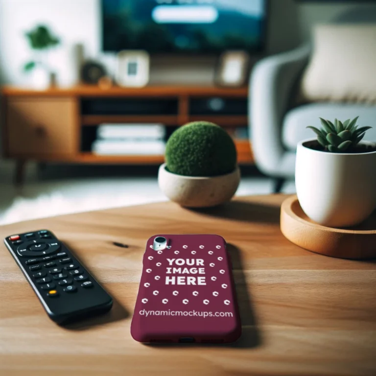 iPhone Maroon Phone Case Mockup Template