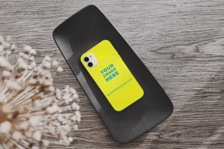 iPhone Yellow Phone Case Mockup Template